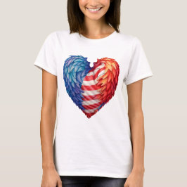 T-SHIRT DRAPEAU BLEU BLANC ROUGE EN FORME DE COEUR AVEC PL