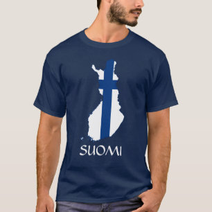 T-shirt Drapeau BLEU de la MARINE Carte de Finlande Suomi 