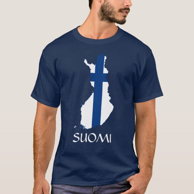 T-shirt Drapeau BLEU de la MARINE Carte de Finlande Suomi  (Devant)