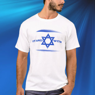 T-shirt Drapeau bleu et blanc d'Israël, Stand avec Israël