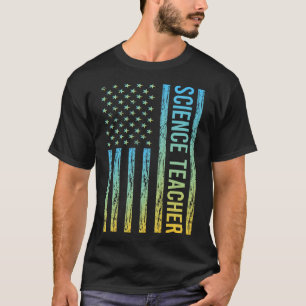 T-shirt Drapeau bleu jaune USA - Professeur de sciences