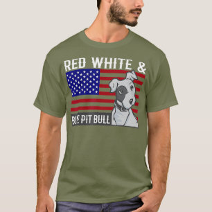 T-shirt Drapeau bleu rouge Pitbull américain Pittie Dog