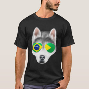 T-shirt Drapeau brésilien Chien sibérien Husky Brésil Poch