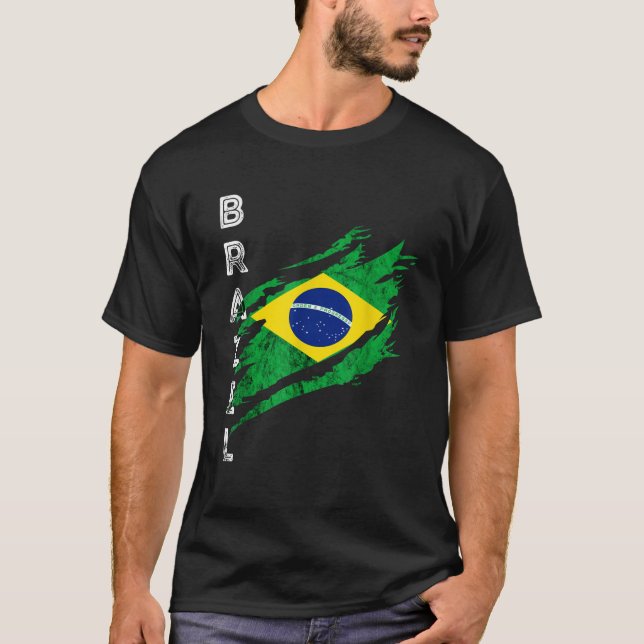 T-shirt Drapeau Brésilien Héroïne Racines Brésiliennes Br  (Devant)
