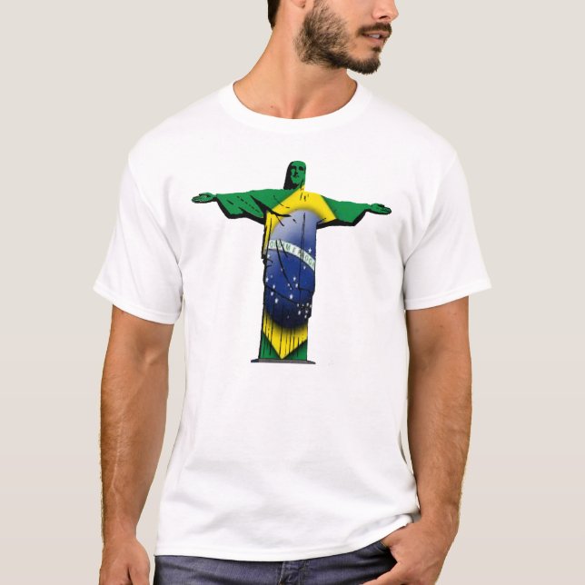 T-shirt Drapeau brésilien le Christ le rédempteur (Devant)