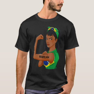 T-shirt Drapeau brésilien Messy Bun pour les femmes