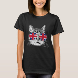 T-shirt Drapeau britannique Angleterre Chat Sungles Gif Un