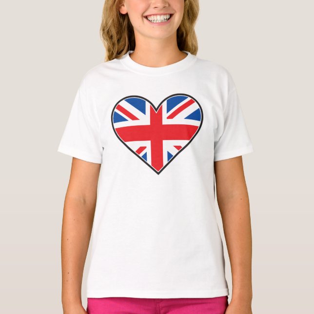 T-shirt Drapeau Britannique dans un coeur (Devant)