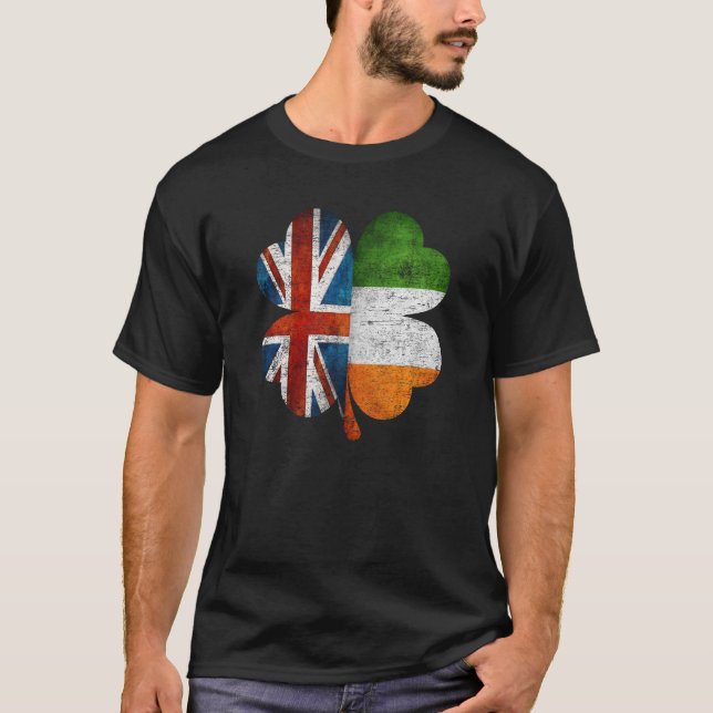 T-shirt Drapeau britannique irlandais Shamrock Royaume-Uni (Devant)