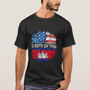 T-shirt Drapeau Cambodge USA Tournesol Je Suis Les Deux Ca