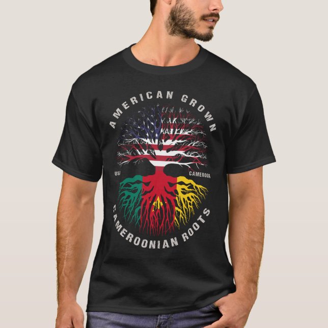 T-shirt Drapeau camerounais, racines camerounaises en croi (Devant)