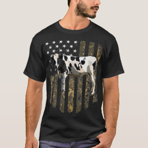 T-shirt Drapeau Camion Américain Noir Blanc Vache 4 juille