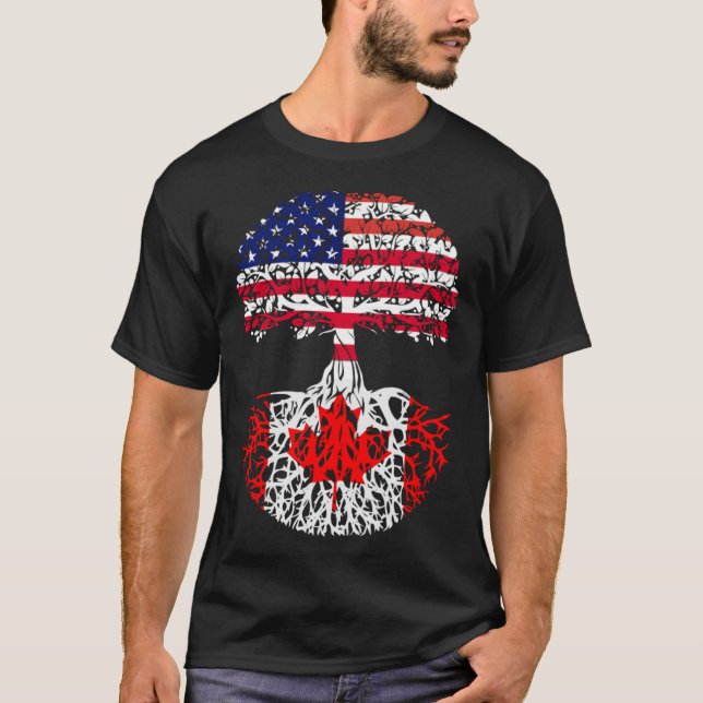 T-shirt Drapeau Canadian Roots American Grosse Canada (Devant)