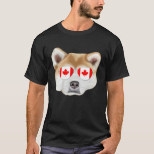 T-shirt Drapeau canadien Akita Chien Canada Pochette