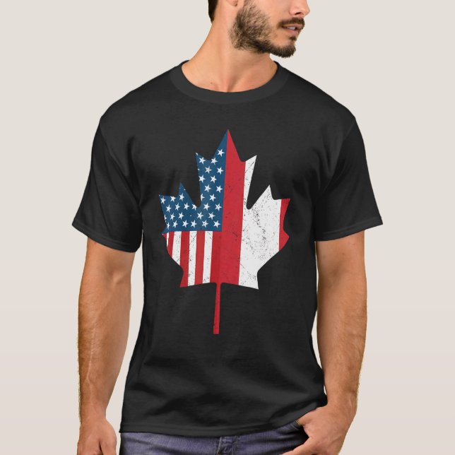 T-shirt Drapeau canadien américain Canada racines américai (Devant)