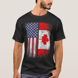 T-shirt Drapeau canadien américain Canada Usa Roots T-Shir