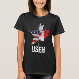 T-shirt Drapeau canadien américain Mi-Canada Mi-États-Unis