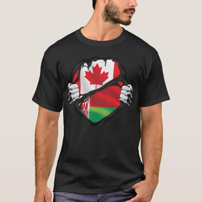T-shirt Drapeau canadien biélorusse des mains arrachées (Devant)