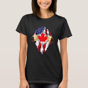 T-shirt Drapeau canadien de sang en moi Canada américain