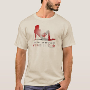 T-shirt Drapeau canadien de silhouette de fille