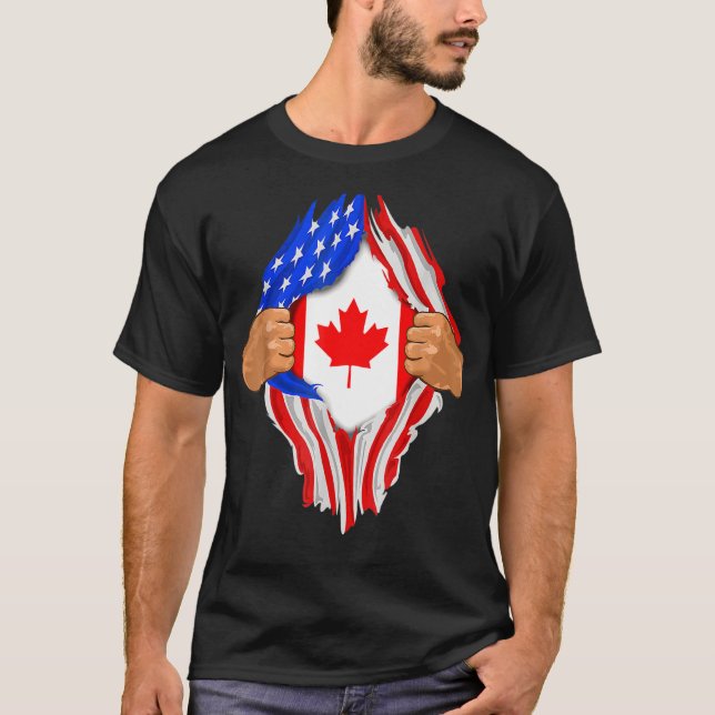 T-shirt Drapeau canadien du sang intérieur de moi Canada (Devant)