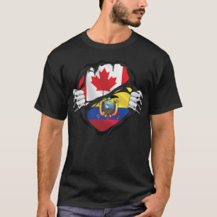 T-shirt Drapeau canadien équatorien des mains arrachées