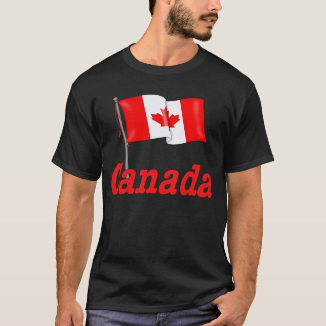 T-shirt Drapeau canadien et texte (Devant)