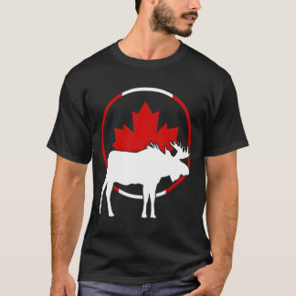T-shirt Drapeau canadien feuille d'érable orignal bois ani