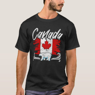 T-shirt Drapeau canadien Feuille d'érable Ours polaire Pay
