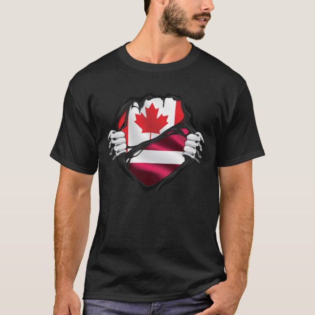 T-shirt Drapeau canadien letton des racines arrachées (Devant)