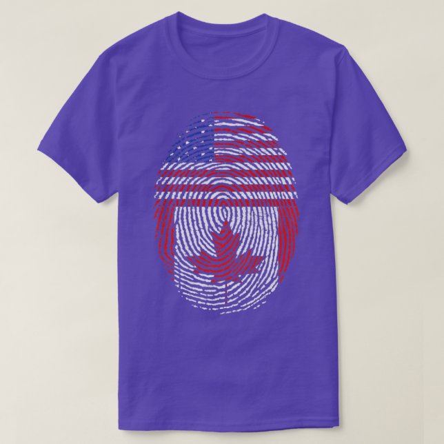 T-shirt Drapeau canadien Maple Leaf États-Unis Empreinte a (Design devant)