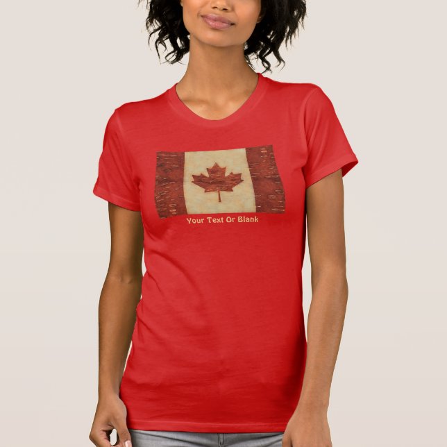 T-shirt Drapeau Canadien Sur L'Écorce De Birch Intérieur (Devant)