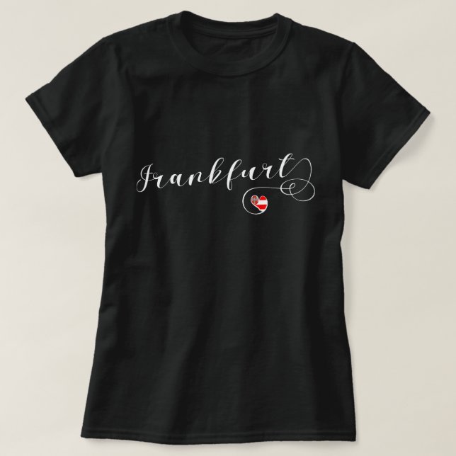 T-shirt Drapeau cardiaque de Francfort, Hesse, Allemagne (Design devant)