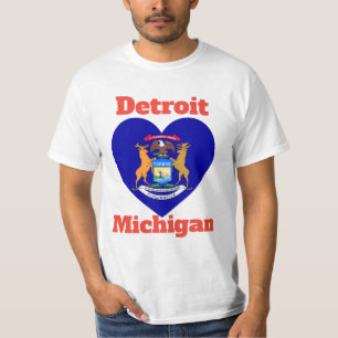T-shirt Drapeau cardiaque Detroit Michigan