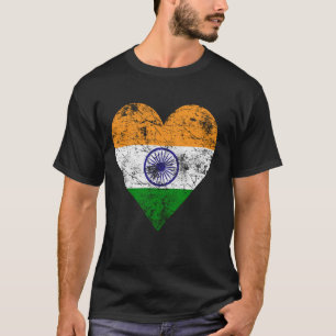 T-shirt Drapeau cardiaque indien Vintage
