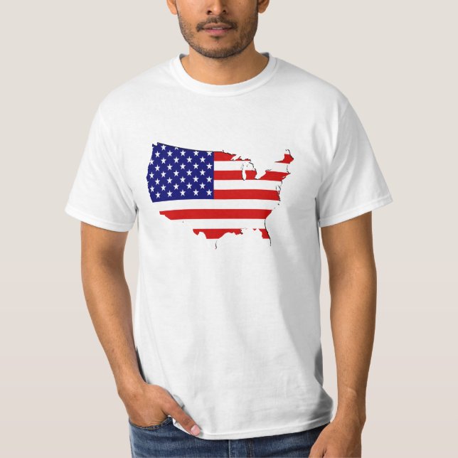 T-shirt Drapeau-carte des Etats-Unis (Devant)