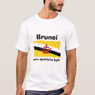 T-Shirt Drapeau + Carte + Texte Brunei