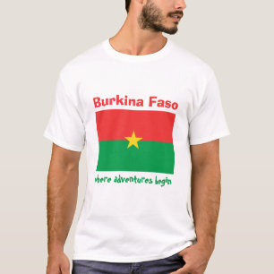 T-Shirt Drapeau + Carte + Texte Burkina Faso