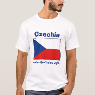 T-Shirt Drapeau + Carte + Texte de la Tchéquie