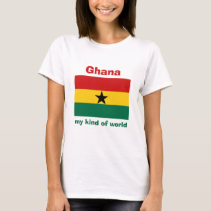 T-Shirt Drapeau + Carte + Texte Ghana