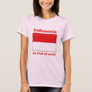 T-Shirt Drapeau + Carte + Texte Indonésie
