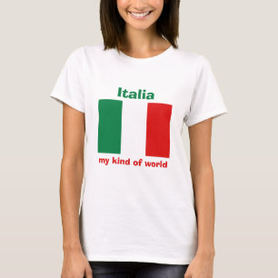 T-Shirt Drapeau + Carte + Texte Italie