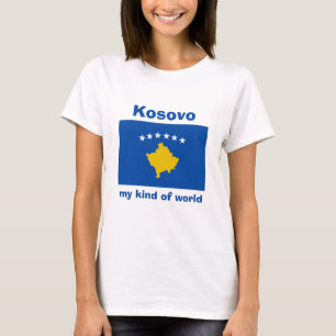 T-Shirt Drapeau + Carte + Texte Kosovo