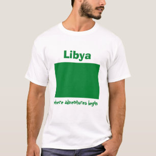 T-Shirt Drapeau + Carte + Texte Libye