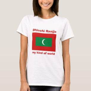 T-Shirt Drapeau + Carte + Texte Maldives
