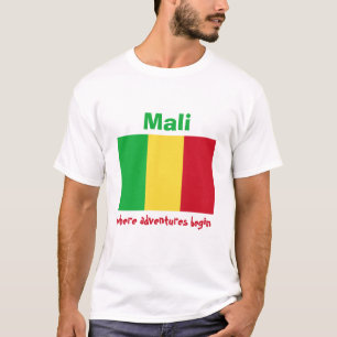 T-Shirt Drapeau + Carte + Texte Mali