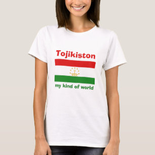 T-shirt Drapeau + Carte + Texte Tadjikistan