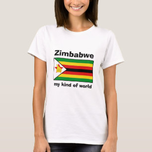 T-Shirt Drapeau + Carte + Texte Zimbabwe