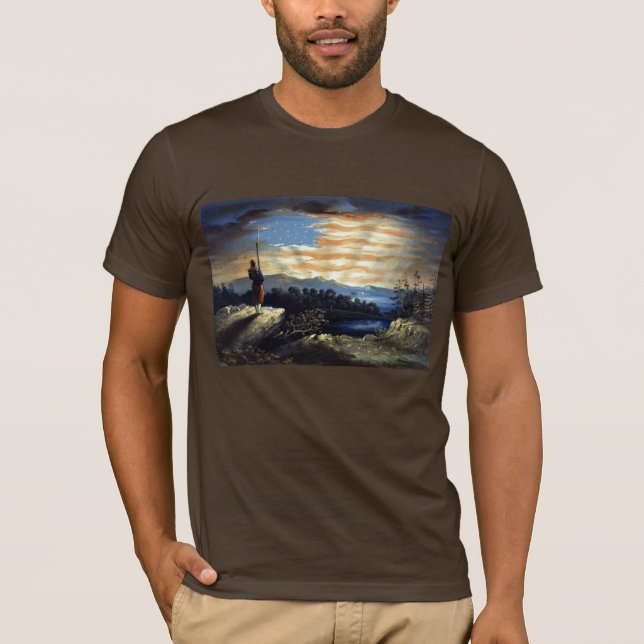 T-shirt Drapeau céleste américain dans le ciel, Guerre civ (Devant)