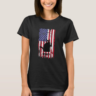 T-shirt Drapeau Chat Ce Chat Noir Meurtre Chat Avec Coutea